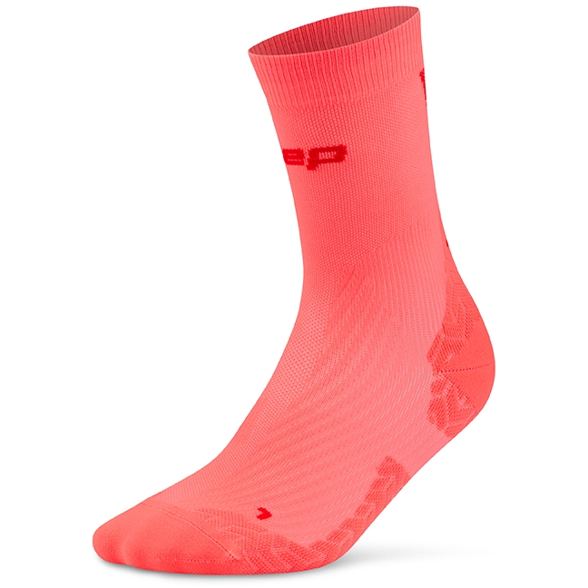 CEP Core Run Ultralight Mid Cut Compression Socks Men - neon coral/red