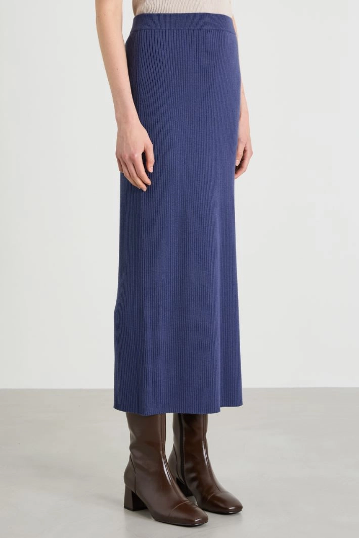Slim-fit knitted skirt - BLUE