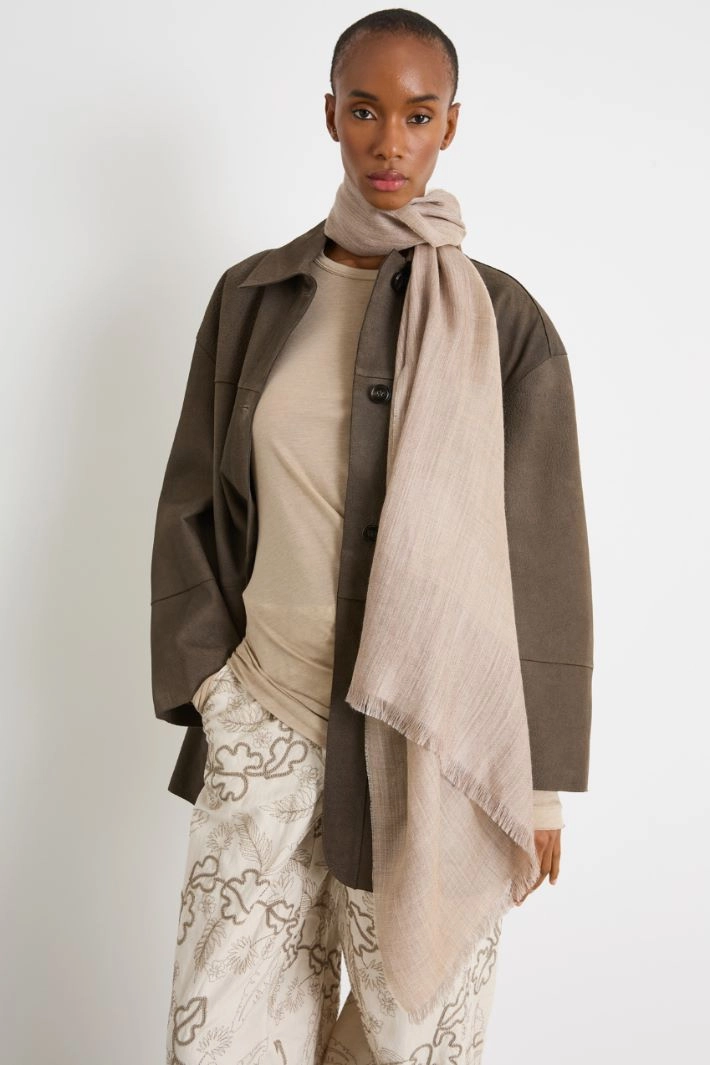 Baby alpaca and silk stole - BEIGE