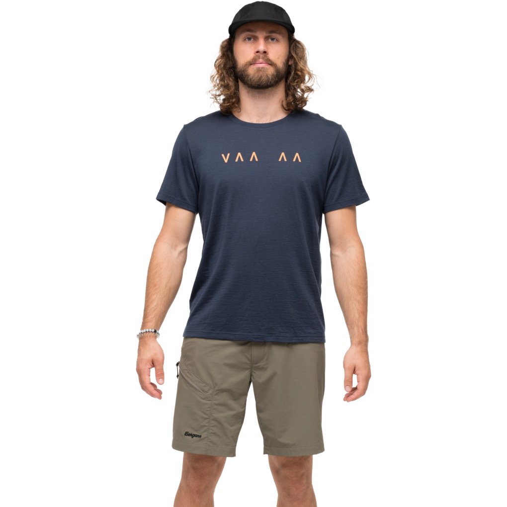 Bergans Vaagaa Explore Merino Tee Men - navy blue/faded orange missing