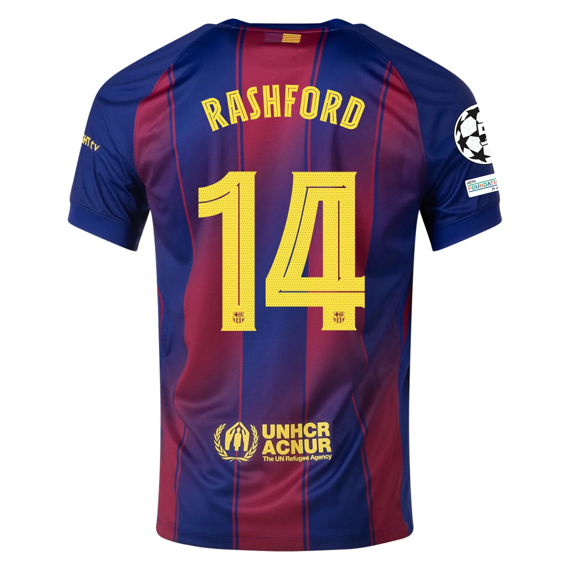 Marcus Rashford FC Barcelona Home Jersey 25/26 w/ Champions League Patches (Deep Royal Blue/Midwest Gold)