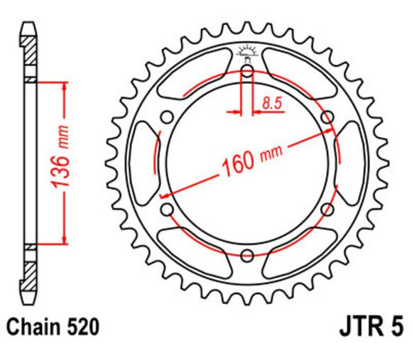 Couronne JT. Acier Standard - 520 40 dentsRef : JTC01853A / 1075516009