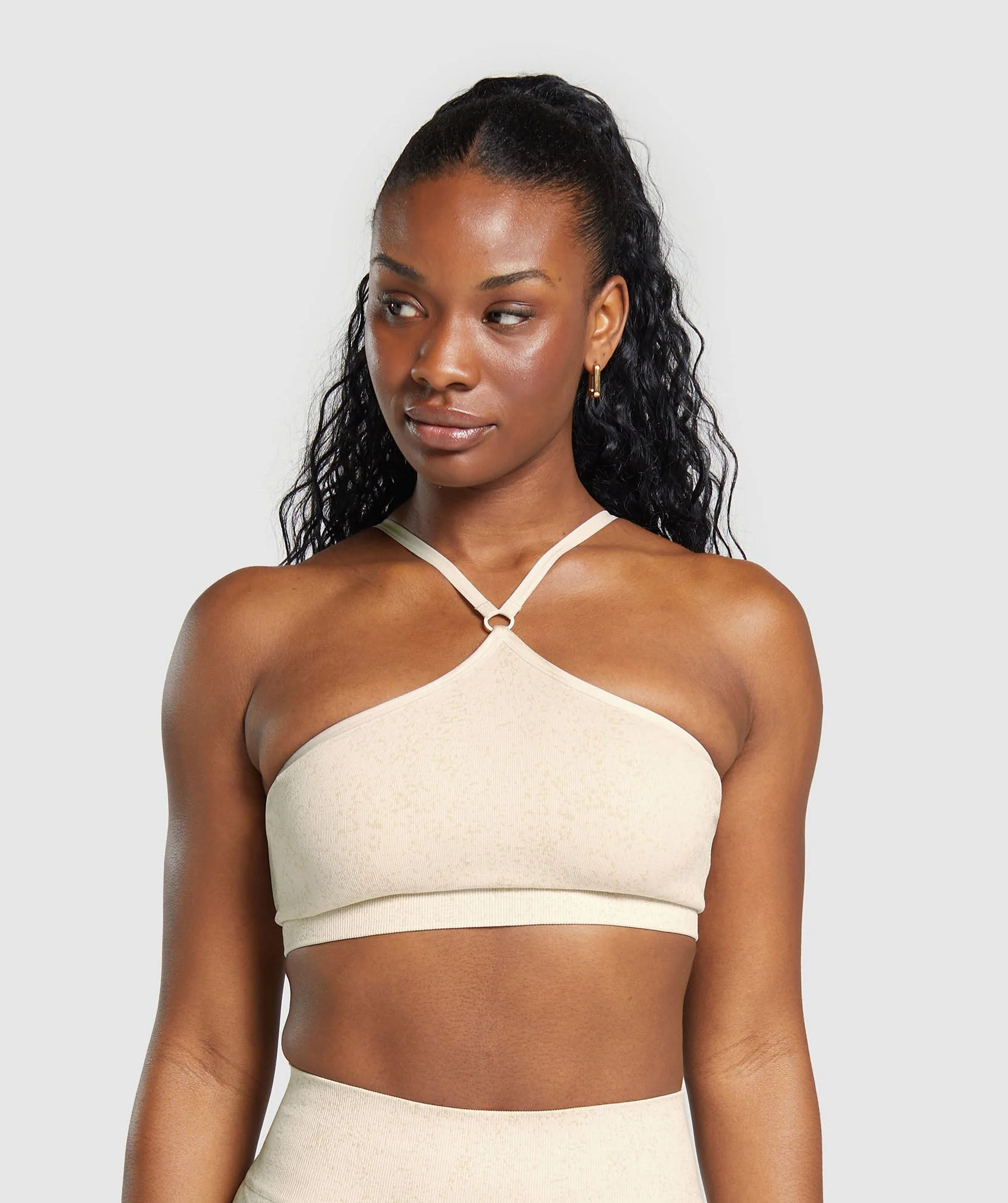 Adapt Fleck Seamless Halterneck Bralette Coconut White