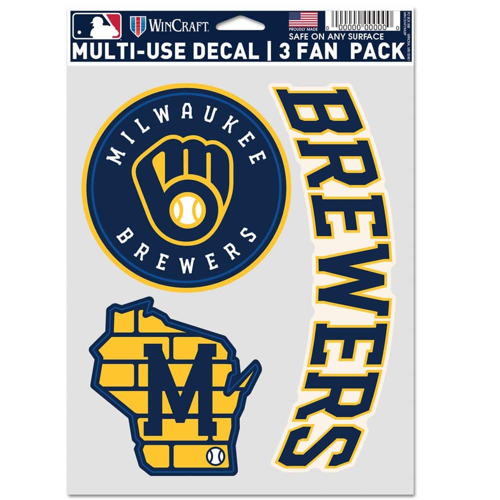 Milwaukee Brewers Multi-Use MLB Decals Set (3 Pcs.)