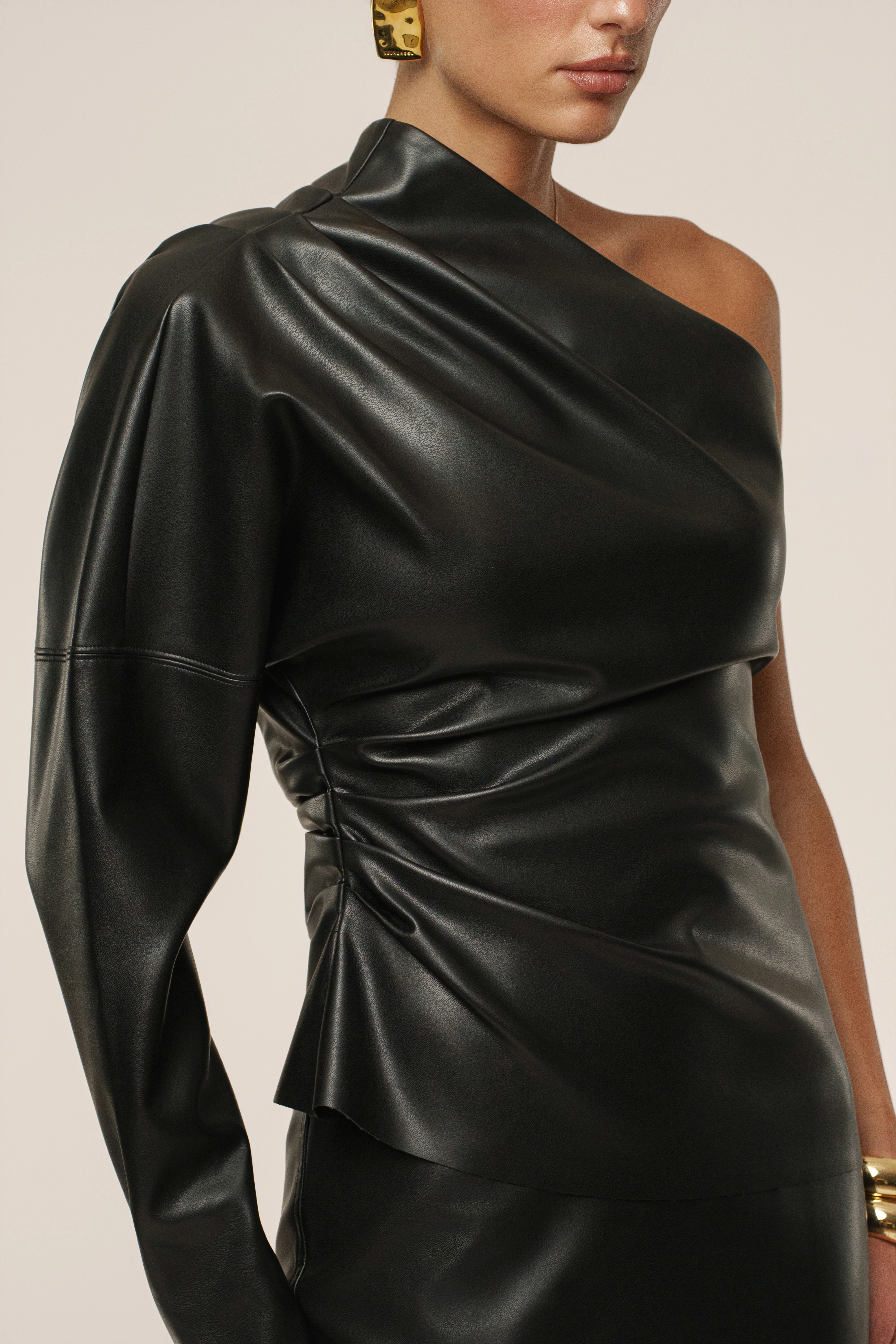 Black Demi One Shoulder Top