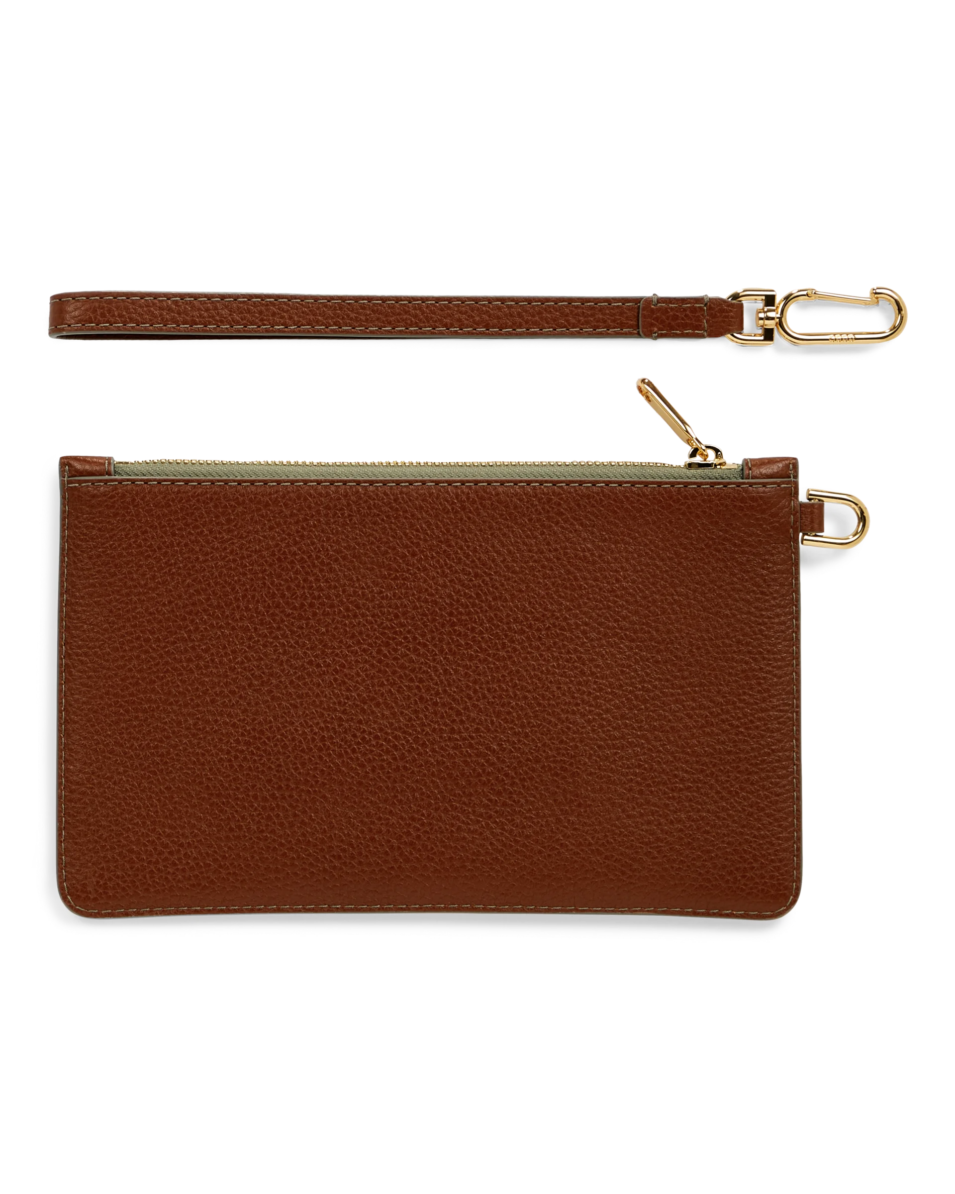 ECCO Wristlet Kleine Umhängetasche aus Leder Braun 14X23X1 cm