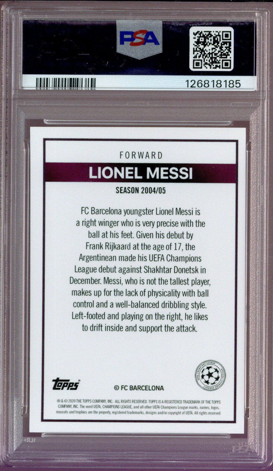 2020 TOPPS THE LOST ROOKIE CARDS LIONEL MESSI PSA 10 126818185