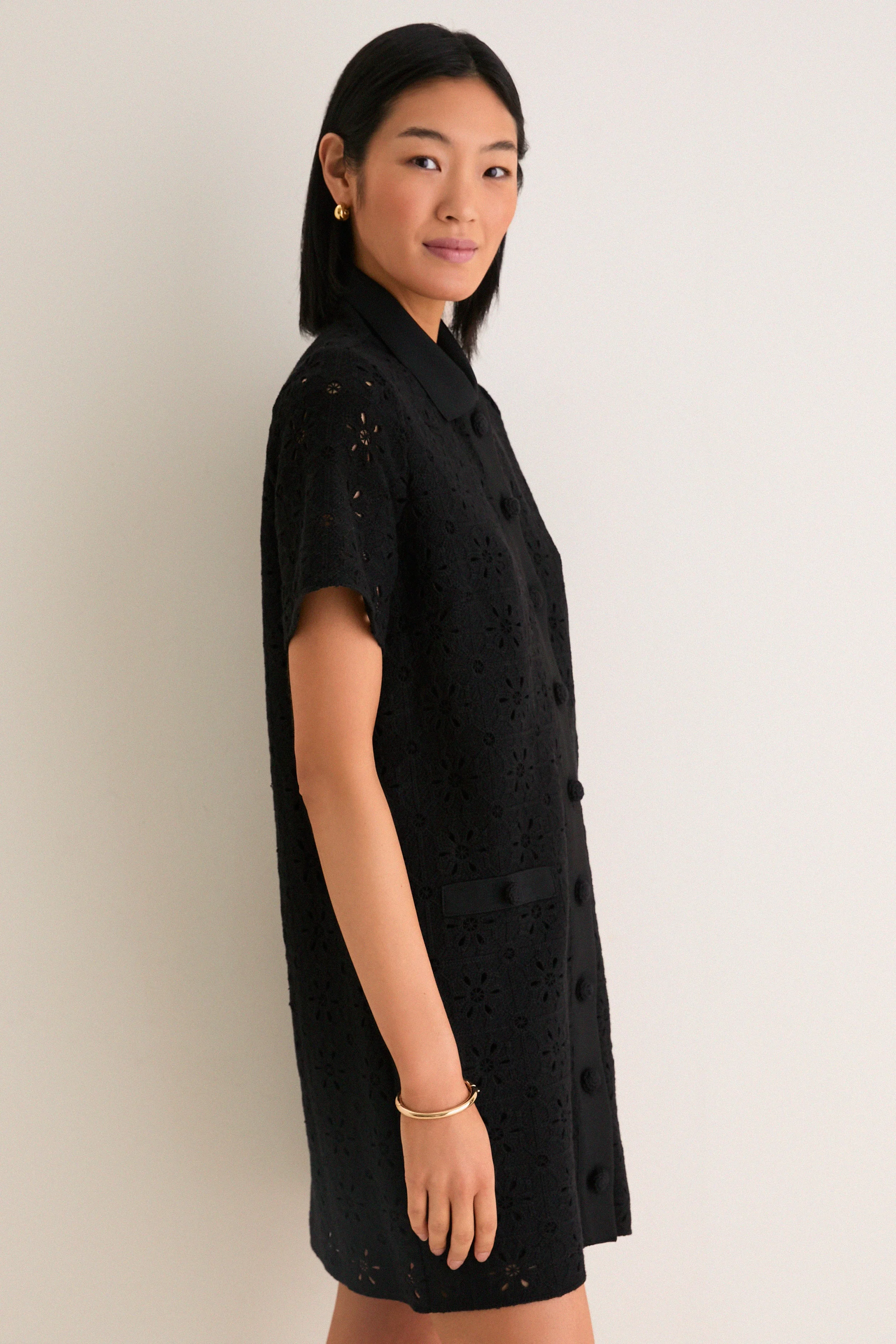 Noir Crochet Tile Jeanine Shift Dress