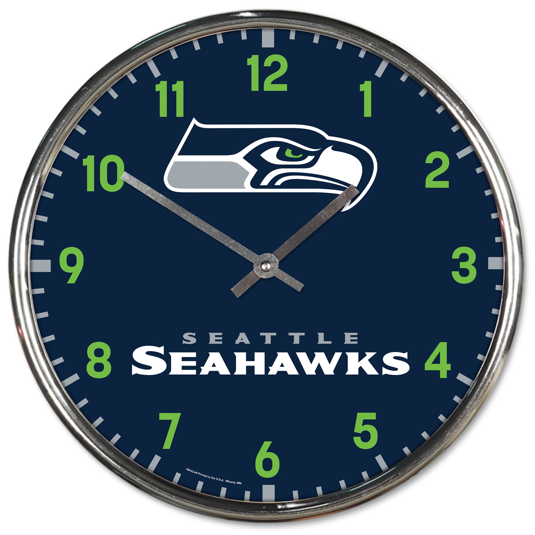 Seattle Seahawks Chrome NFL Team Design Wall Clock