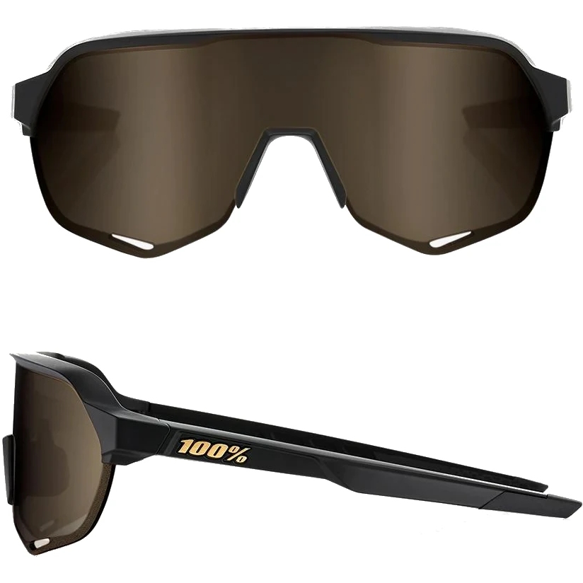 100% S2 Glasses - Matte Black - Soft Gold Mirror | Clear