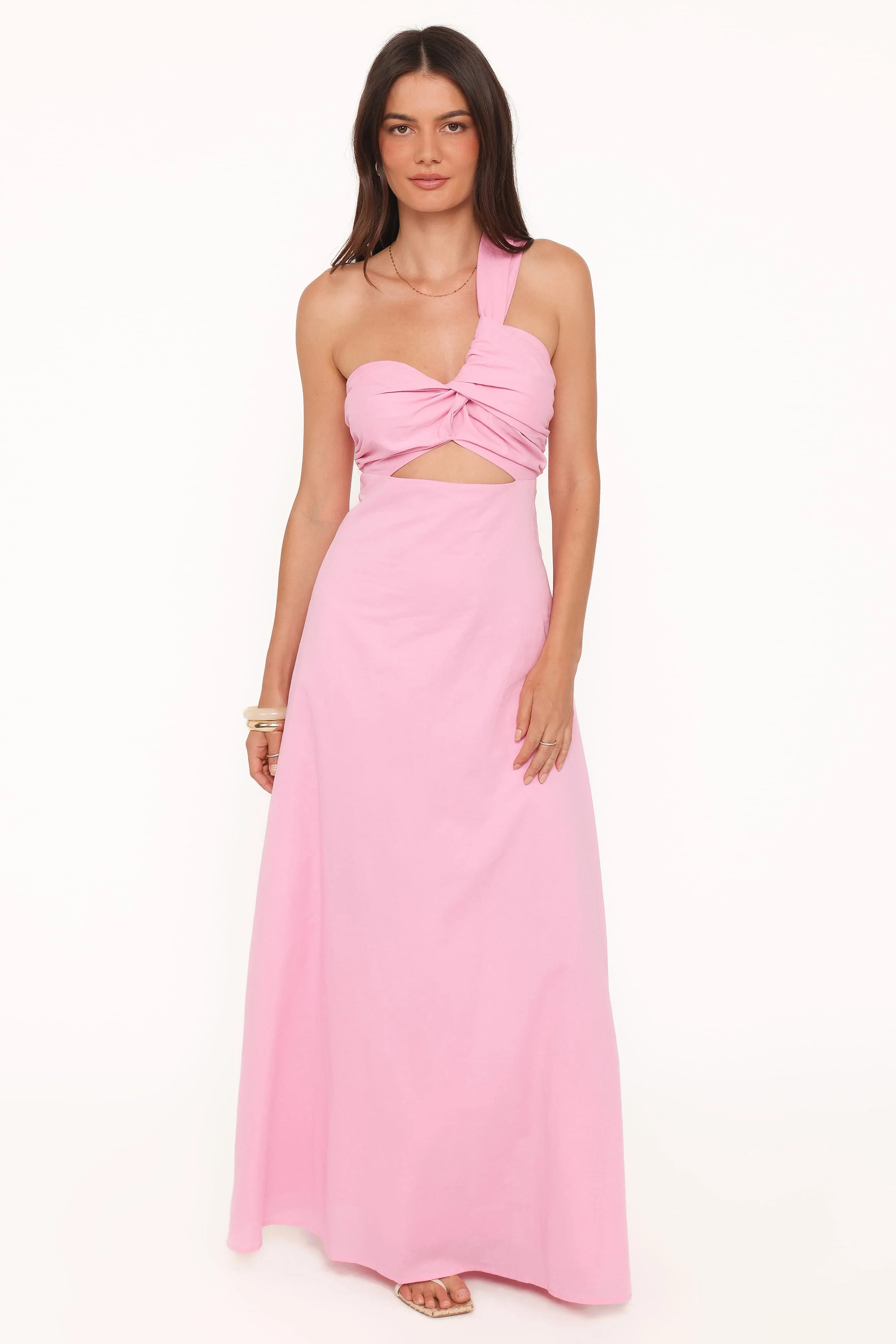 Luna One Shoulder Maxi Dress - Pink