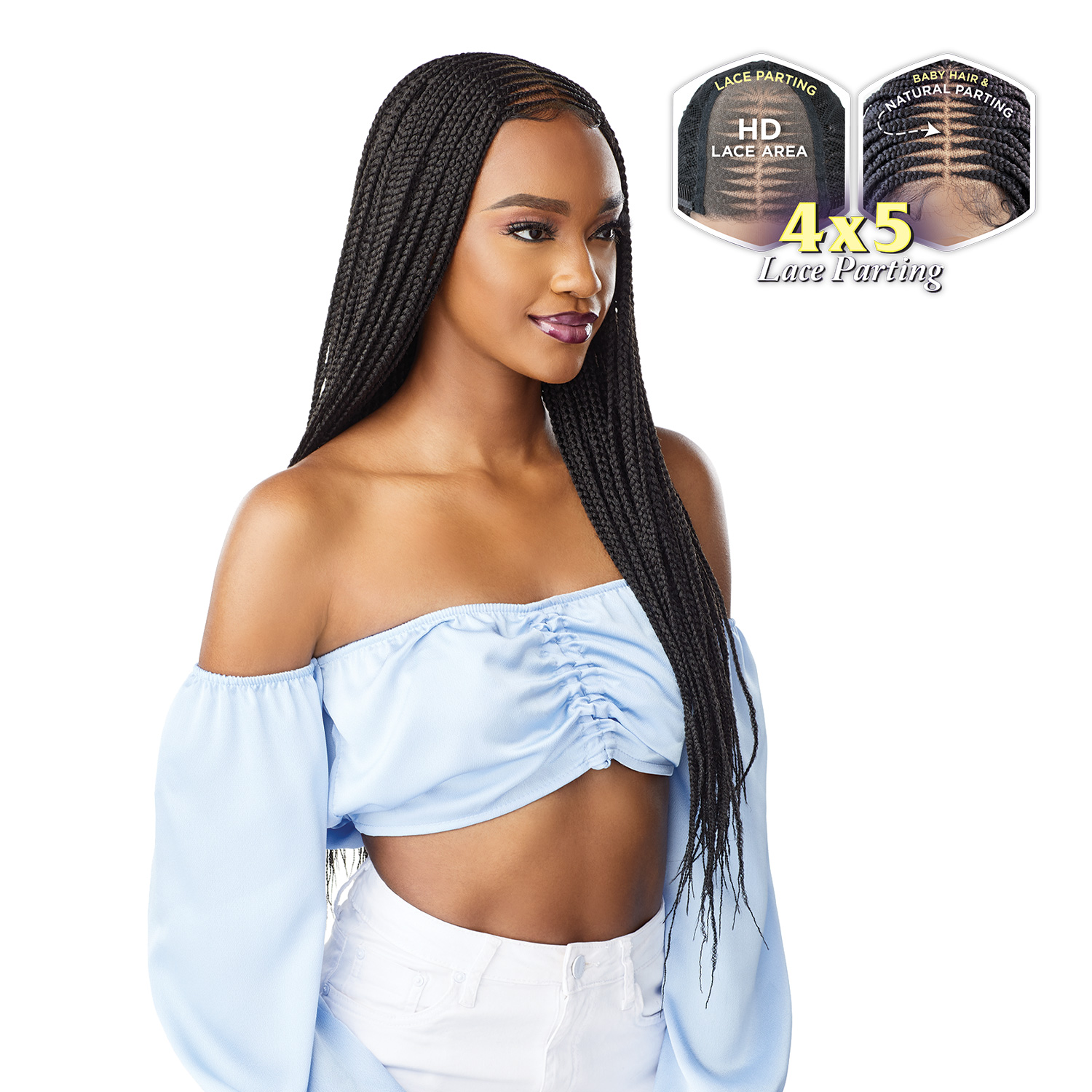 Sensationnel Braided HD Lace Front Wig Cloud 9 4X5 Center Part Feed In 28