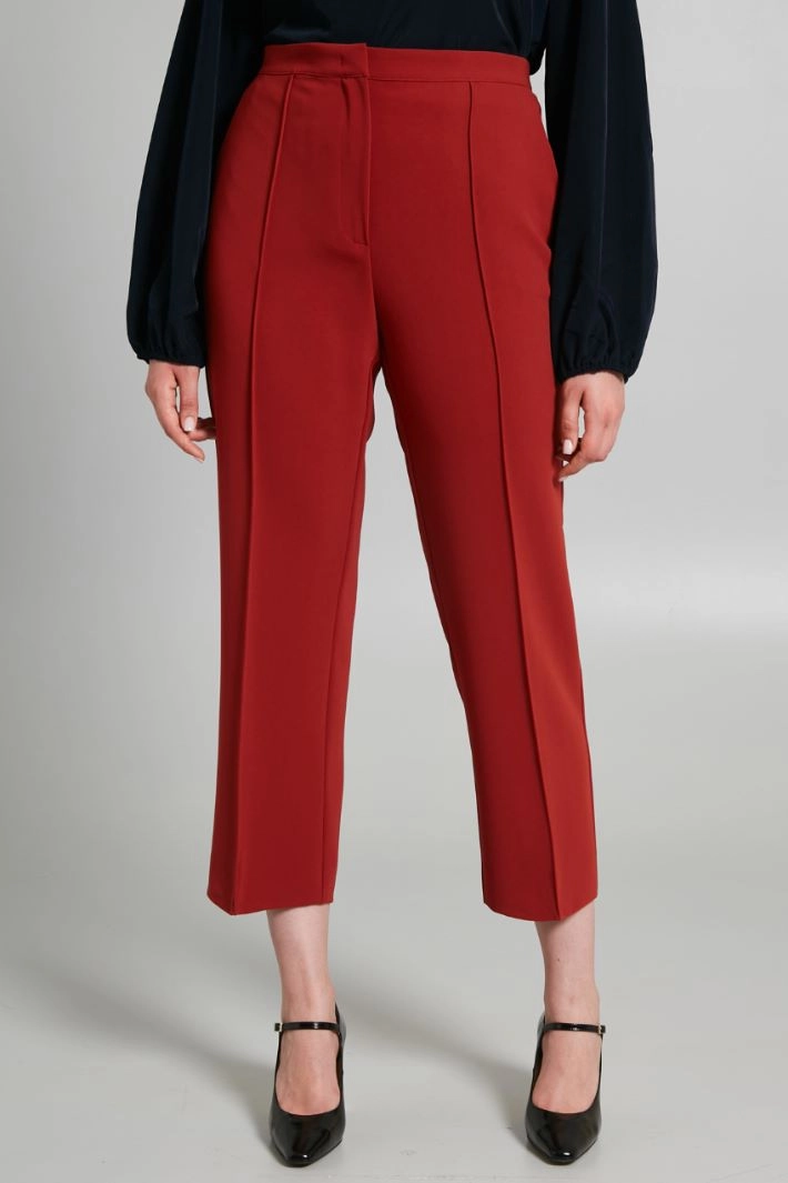 Cady pleated trousers - BRICK