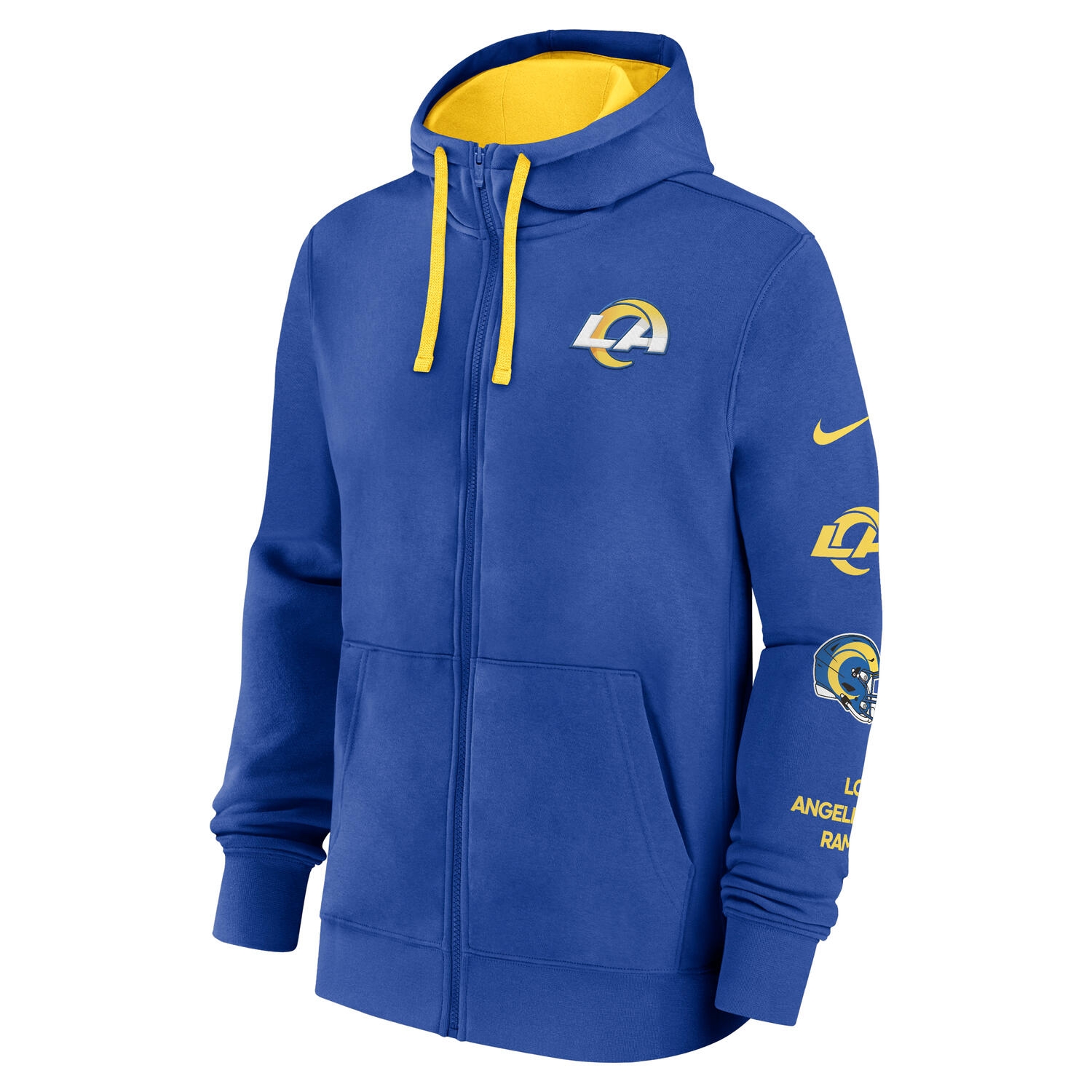 Los Angeles Rams Full-Zip Nike Club Fleece Hoodie Blue