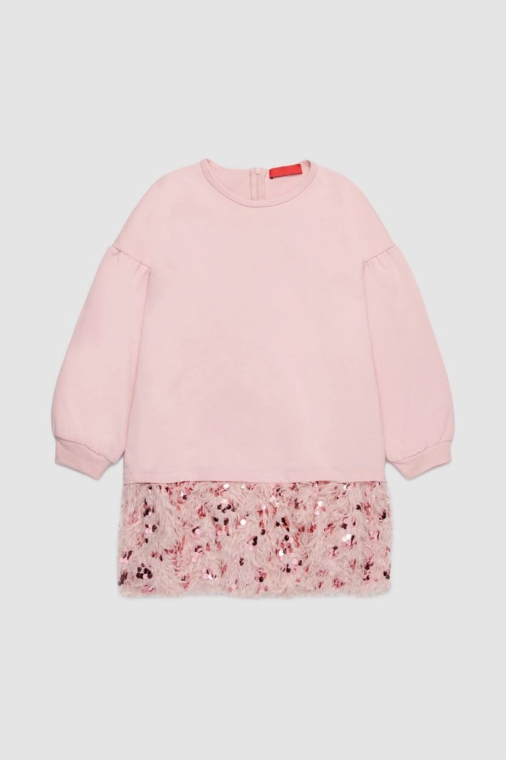 Dress with fringe and sequins KID - PINK