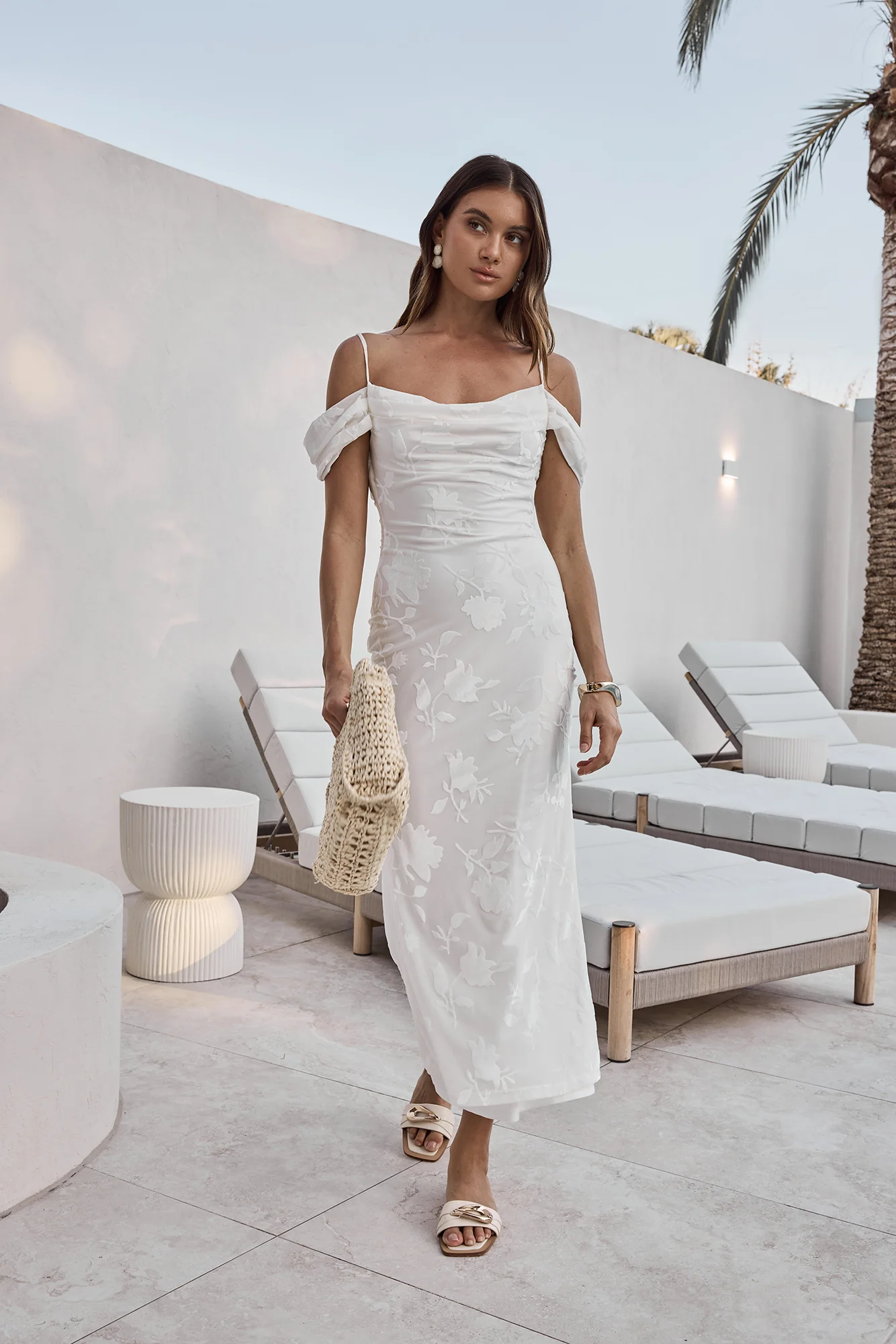 Tropical Tide Maxi Dress White