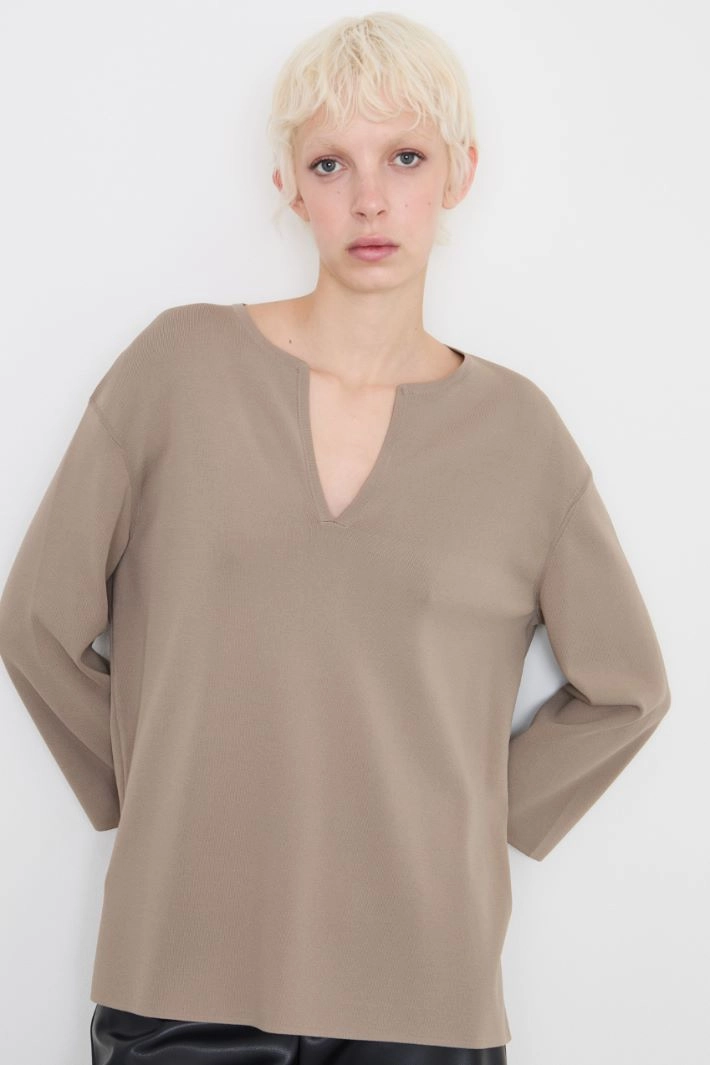 Viscose crepe sweater - DOVE GREY
