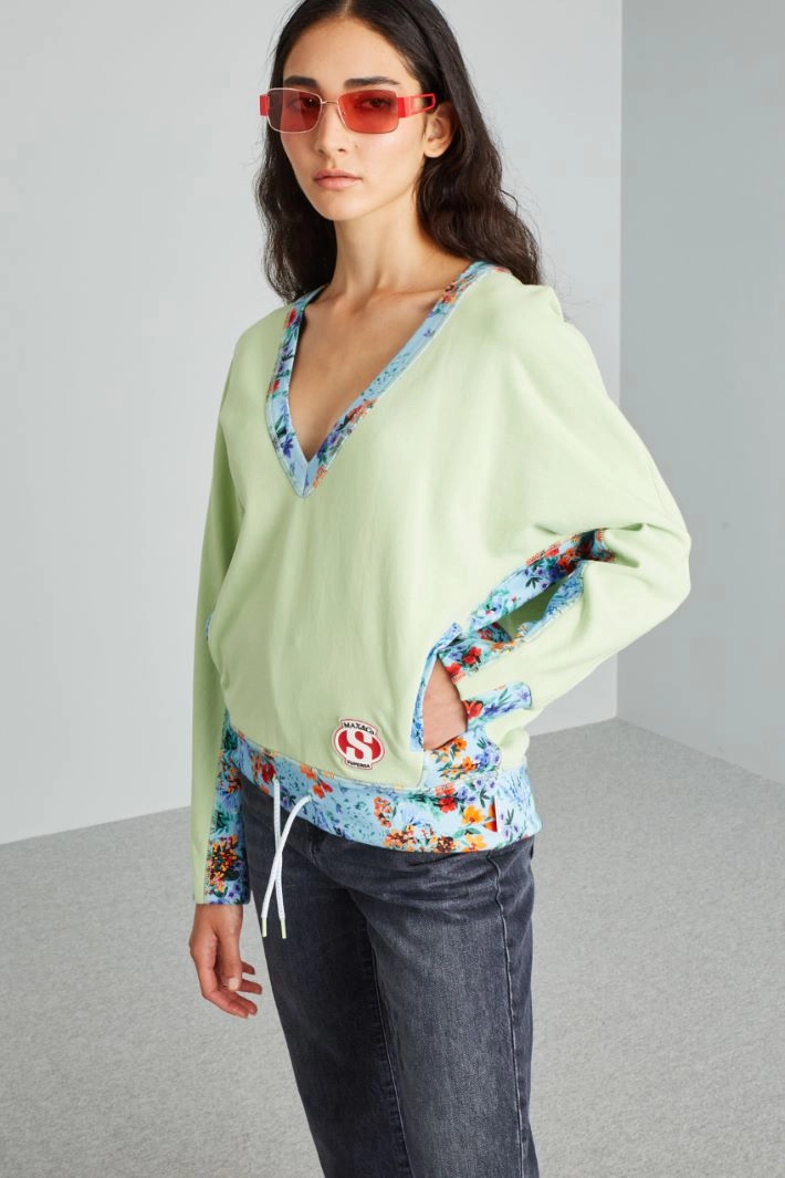 Sweatshirt with drawstring hem - PASTEL GREEN