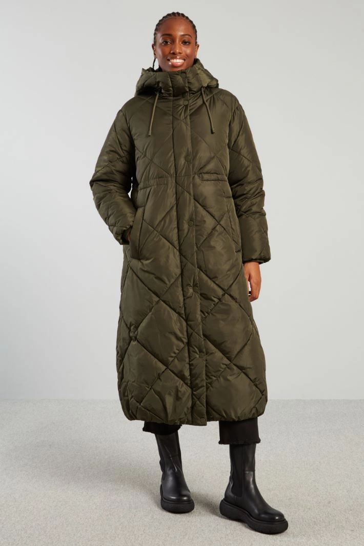 Long taffeta down jacket - GREEN