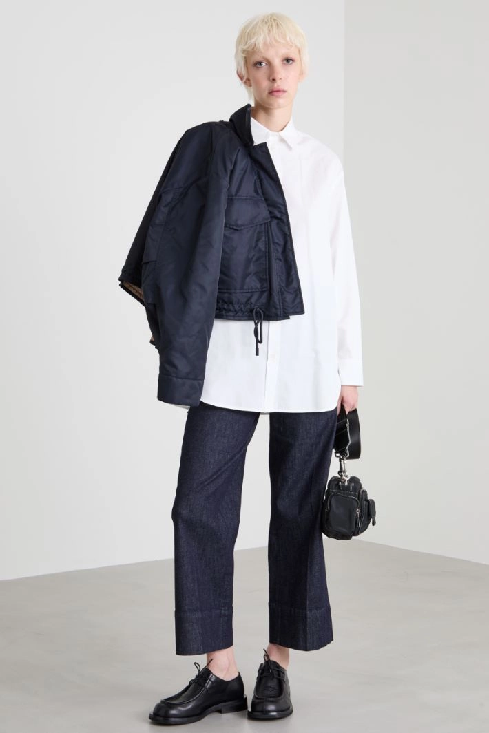 Oversized cotton twill shirt - WHITE