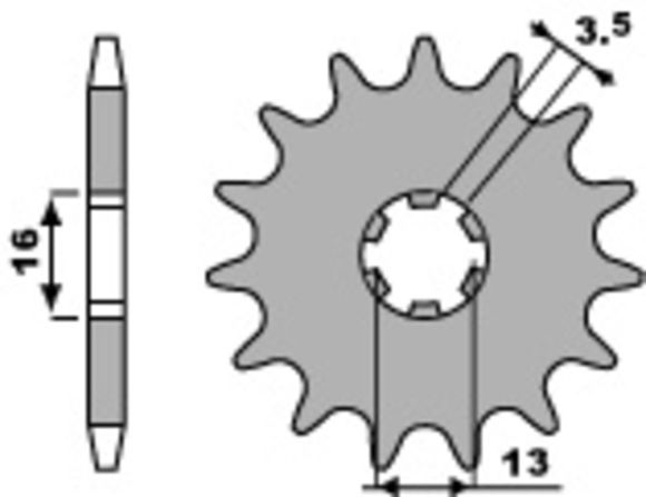 PBR standard steel 428 output sprocket - 428Ref: PBR01216A / 1077704001