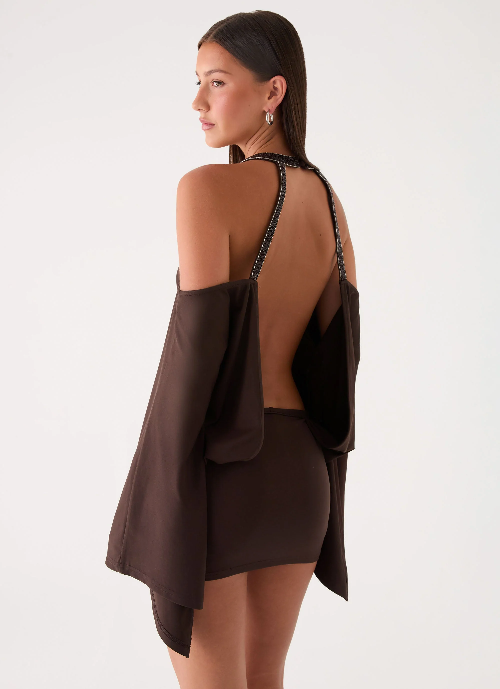 Sanah Long Sleeve Mini Dress - Chocolate