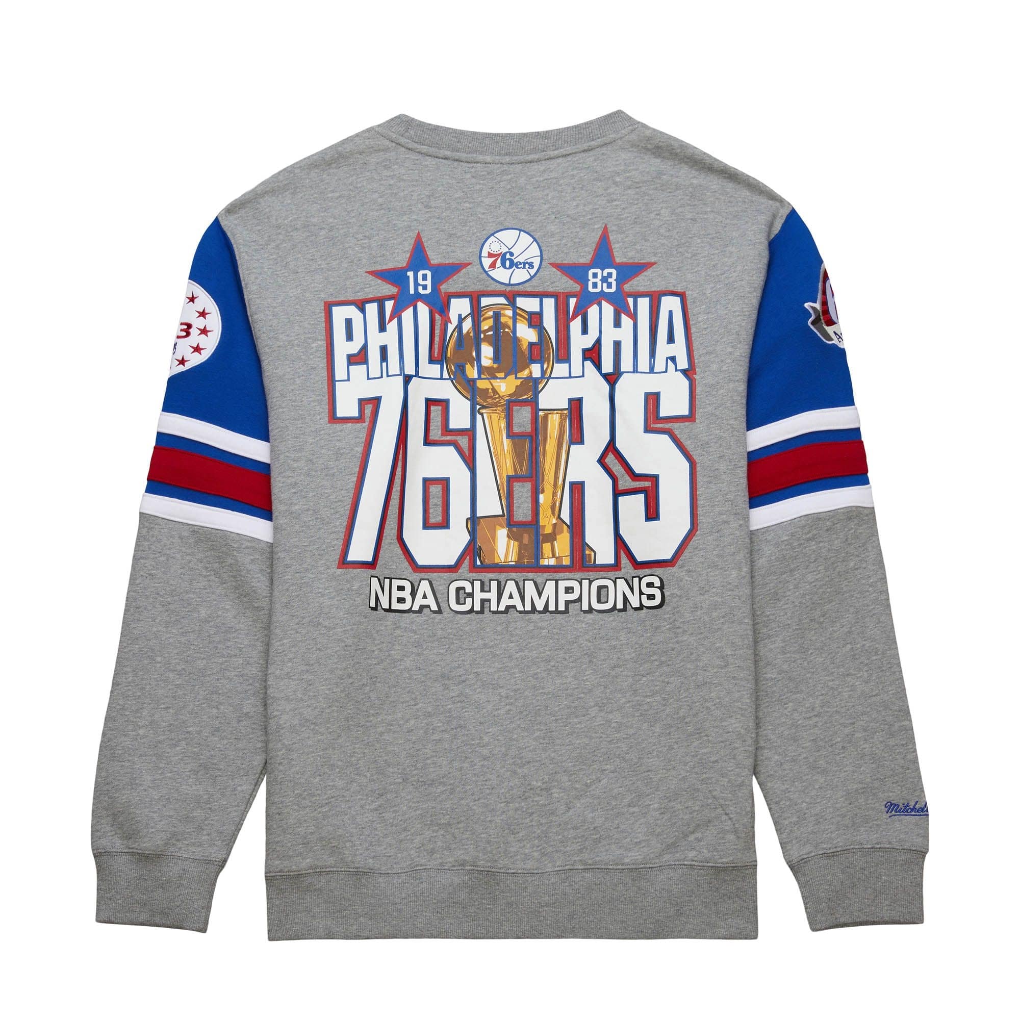Philadelphia 76ers Mitchell & Ness All Over 4.0 Crew NBA Pullover Gray
