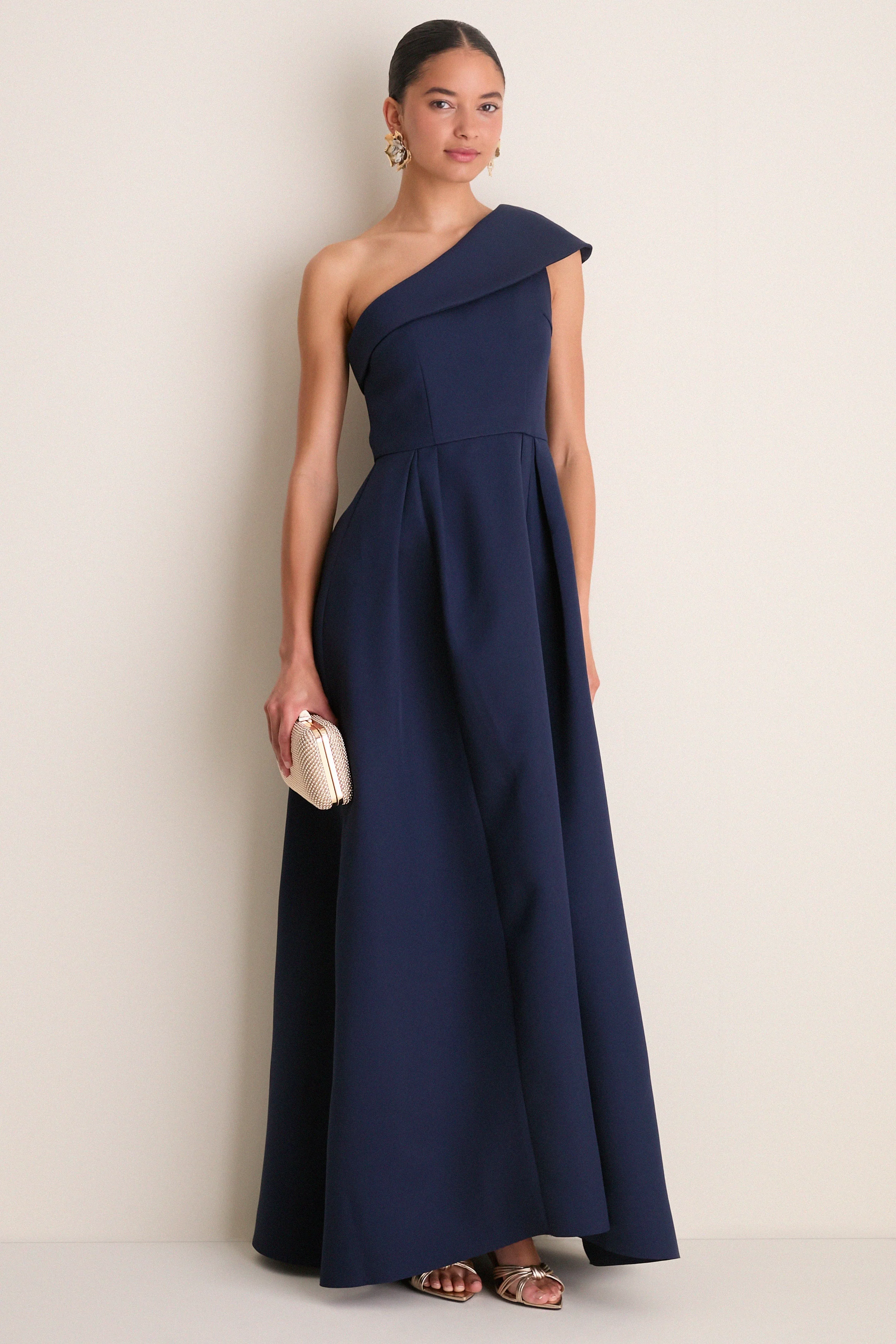 Navy Saphine One Shoulder Gown