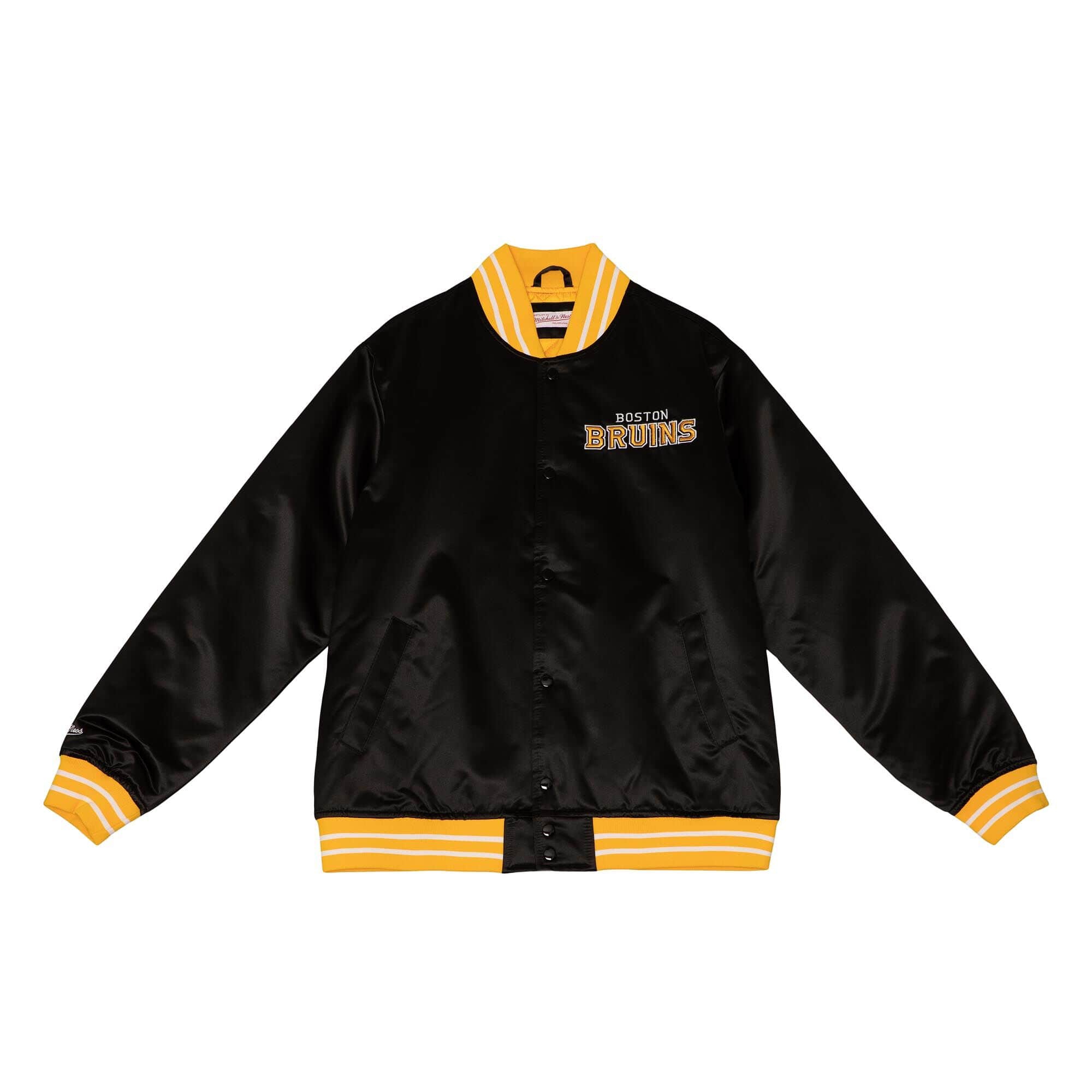 Boston Bruins Heavyweight Satin Mitchell & Ness NHL Jacket Black