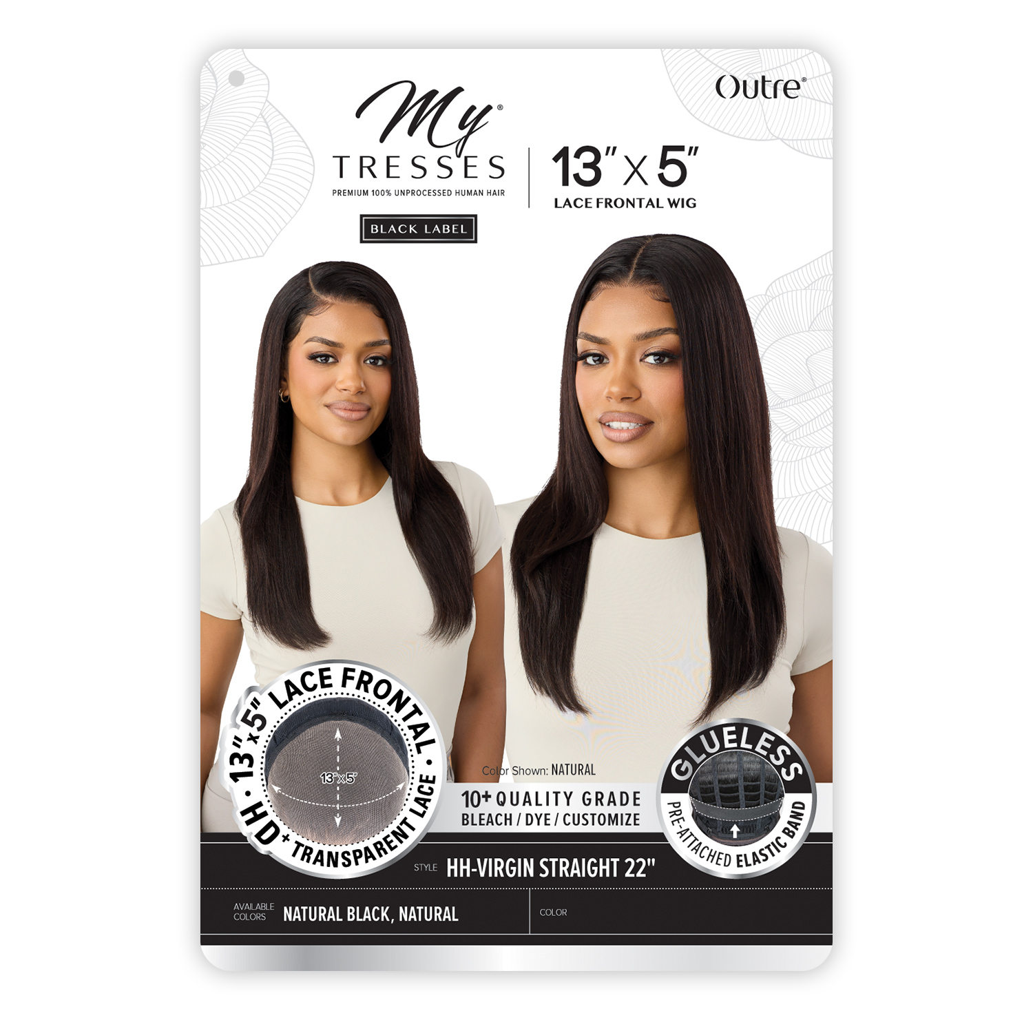 My Tresses Black Label Premium Unprocessed Human Hair Glueless 13X5 HD Lace Frontal Wig HH-Virgin Straight 22