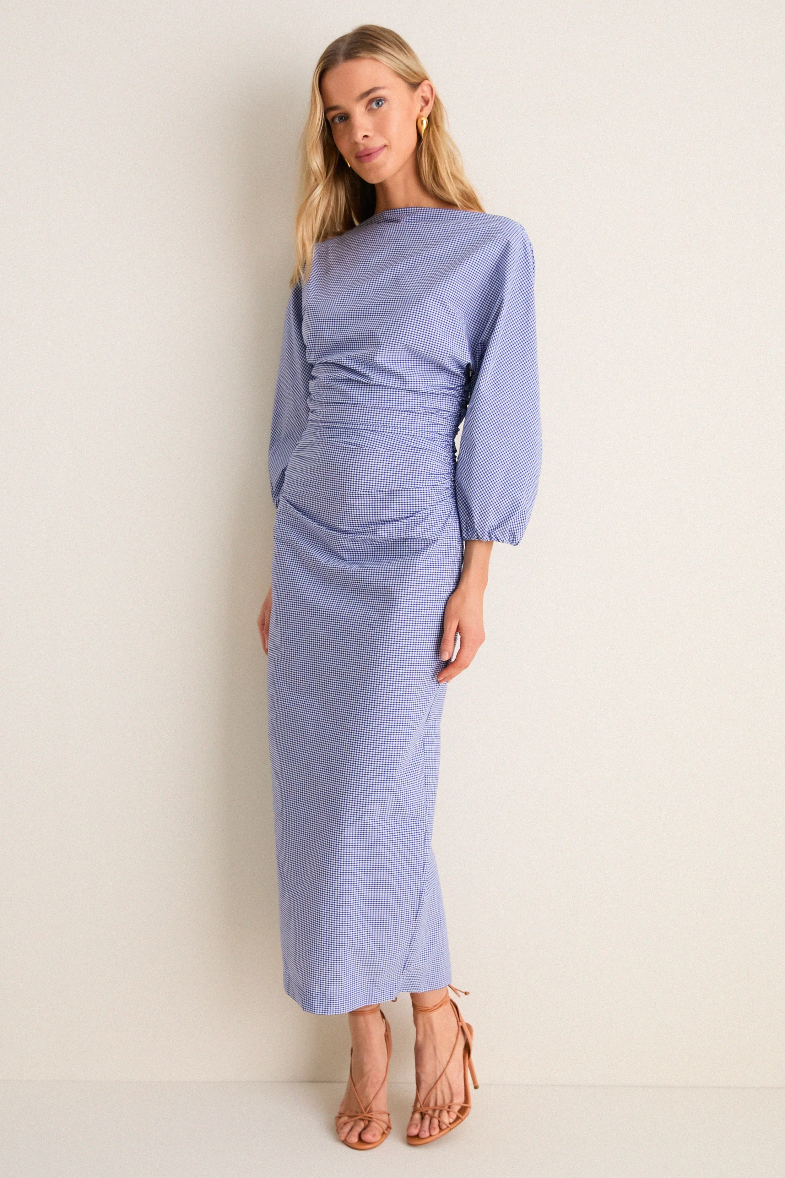 Blue Microvichy Ezra Dress