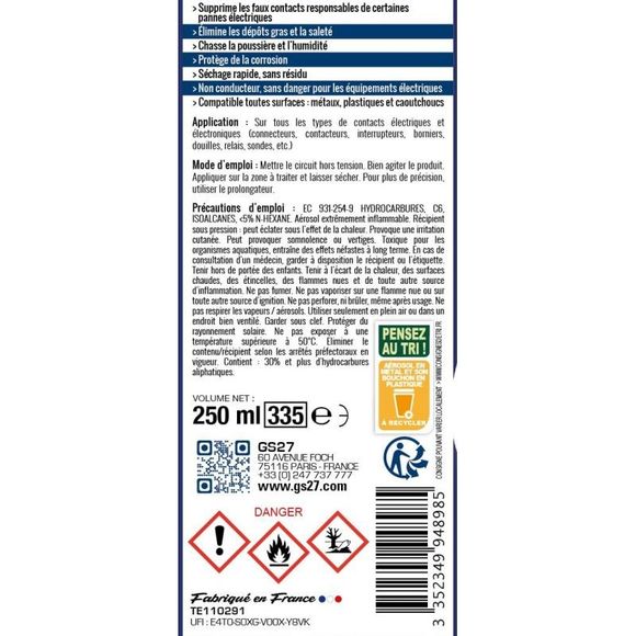Electronic cleaner GS27 Contact Cleaner - Universal Quick DryRef: gs0114 / te110291