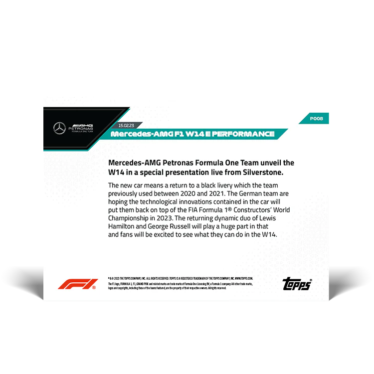 Topps UK - Mercedes-AMG F1 W14 E Peformance - F1 TOPPS NOW® Card #P008