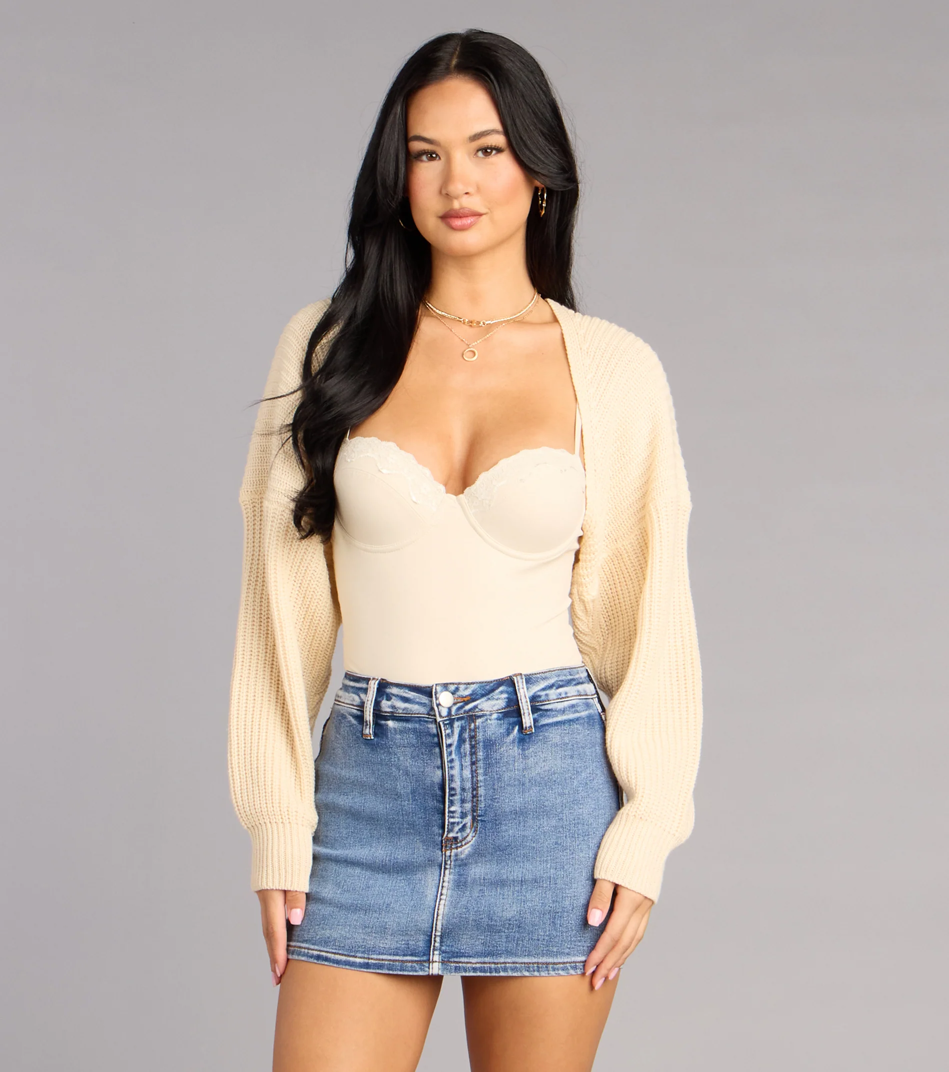 Sweet And Cozy Oversized Knit Sweater Bolero