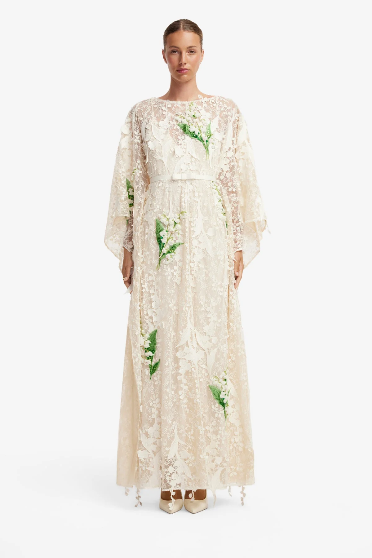 Willow Embellished Lace Kaftan Maxi - Snow Meadow