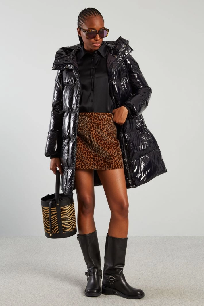 Water-repellent taffeta down jacket - BLACK