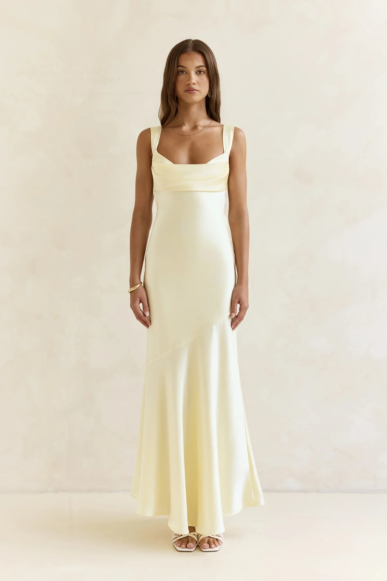 Wish From An Angel Satin Maxi Dress Yellow