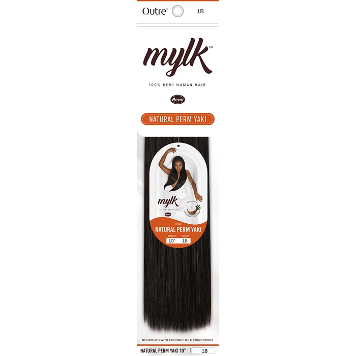 Outre Mylk 100% Remy Human Hair Weaves - NATURAL PERM YAKI 10