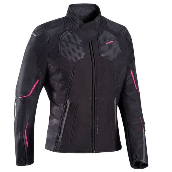 Blouson Moto Ixon CELL LADY FUSHIA - Noir / RoseRef : IX1523