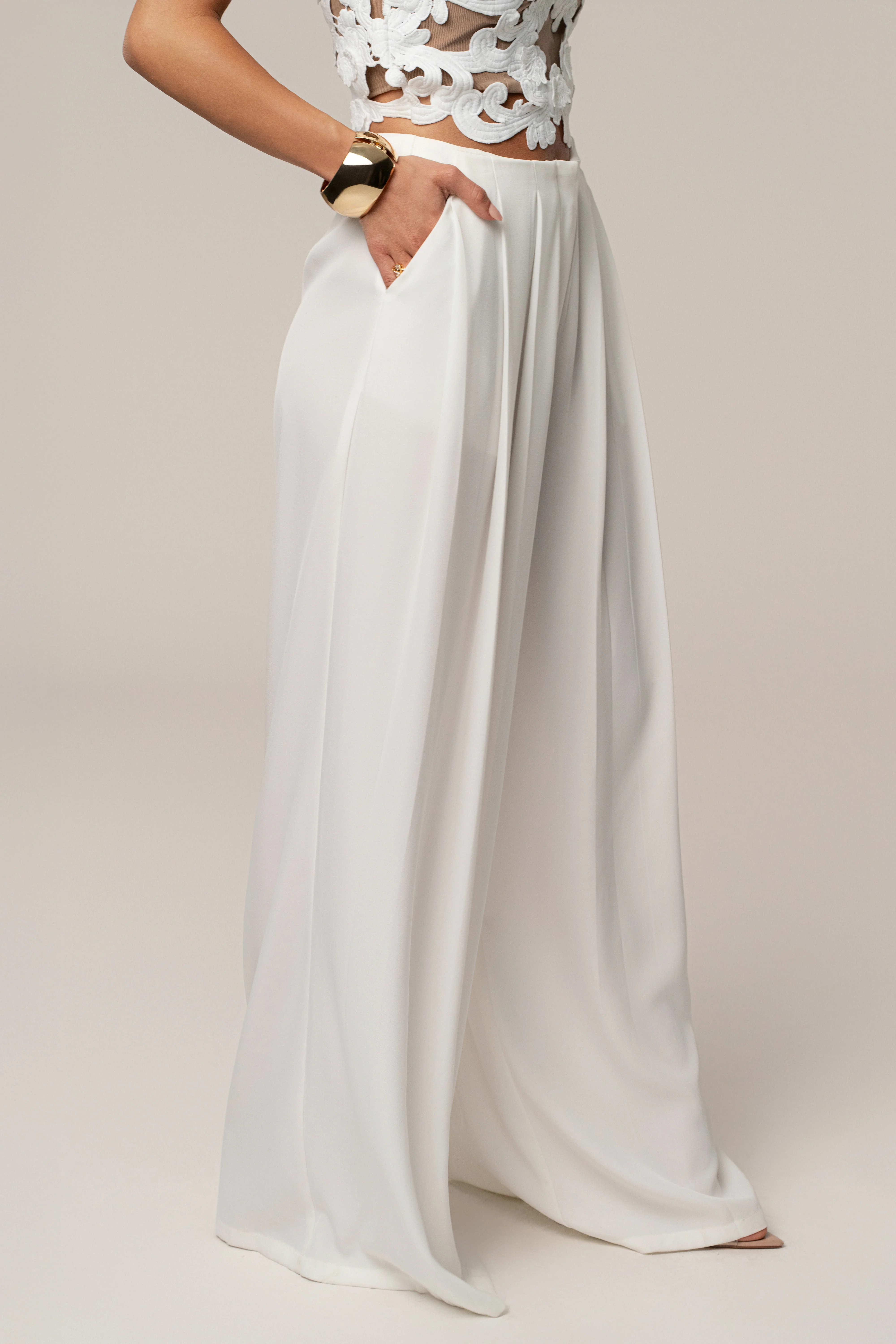 White Summer Ease Wide Leg Pants
