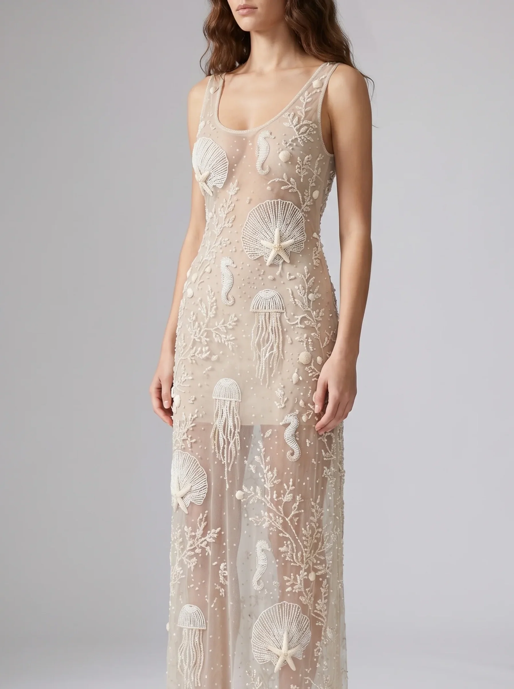 Coralie White Sheer Maxi Dress