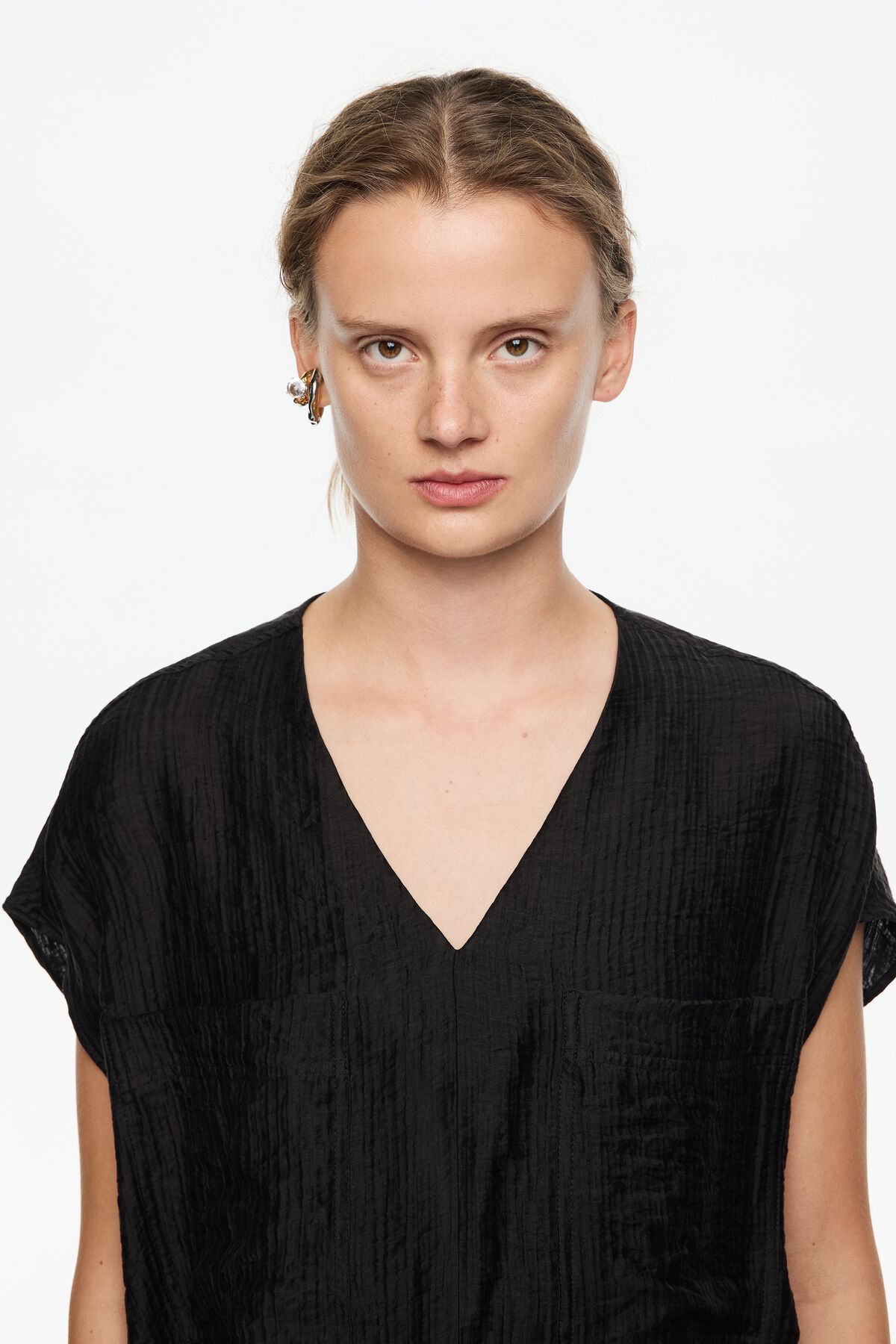 Black tie V-neck top