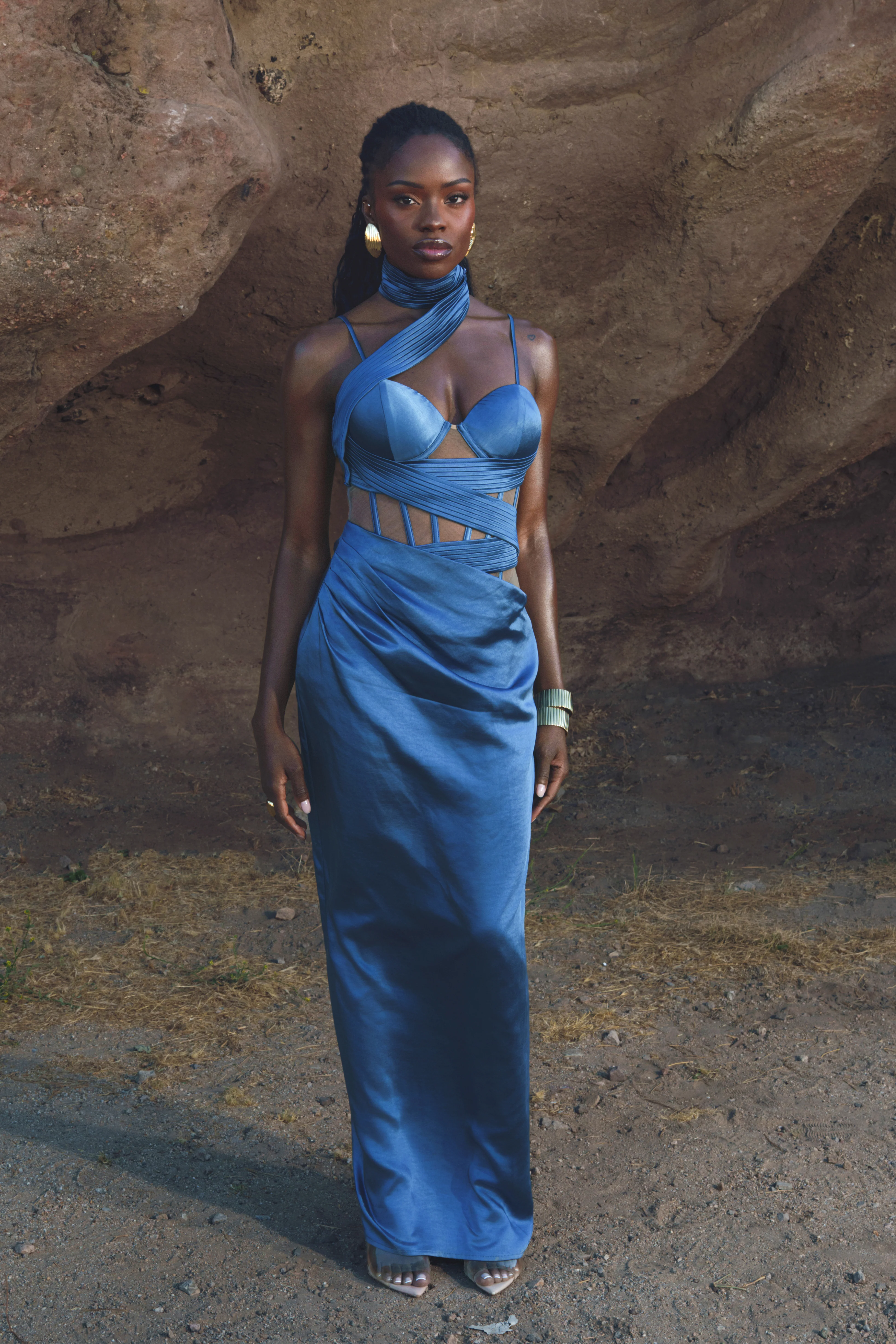 Blue Golden Hour Corset Maxi Dress