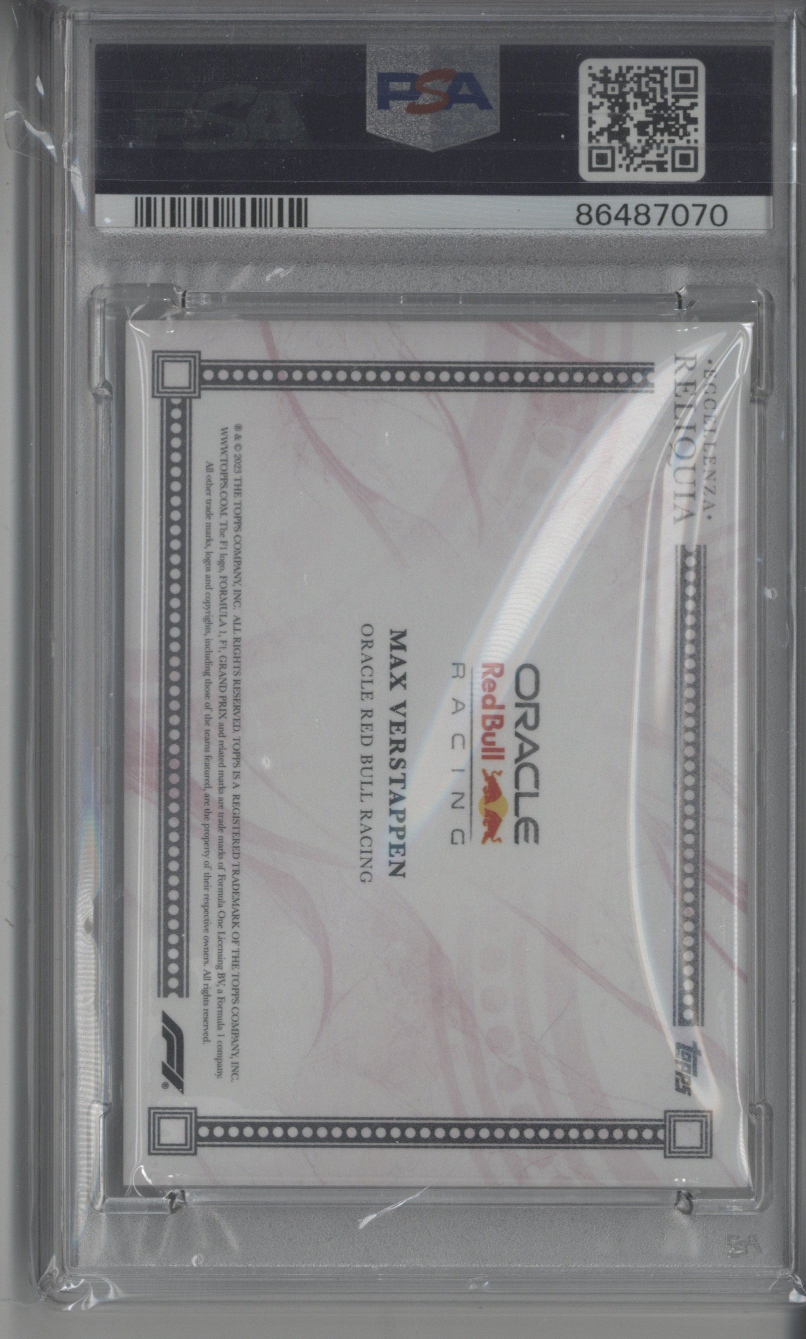 2023 Topps Eccellenza Max Verstappen Reliquia Red 10/10 PSA 9