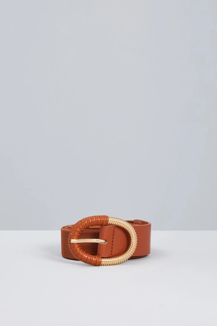 Belt with oval buckle - LEATHER