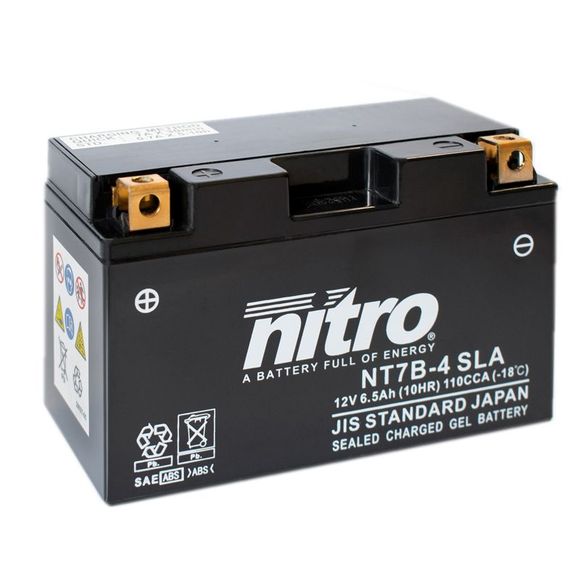 Batterie Nitro NT7B-4 SLA AGM ferme Type Acide Sans entretienRef : YT7B-4 -N- / NT7B-4 SLA