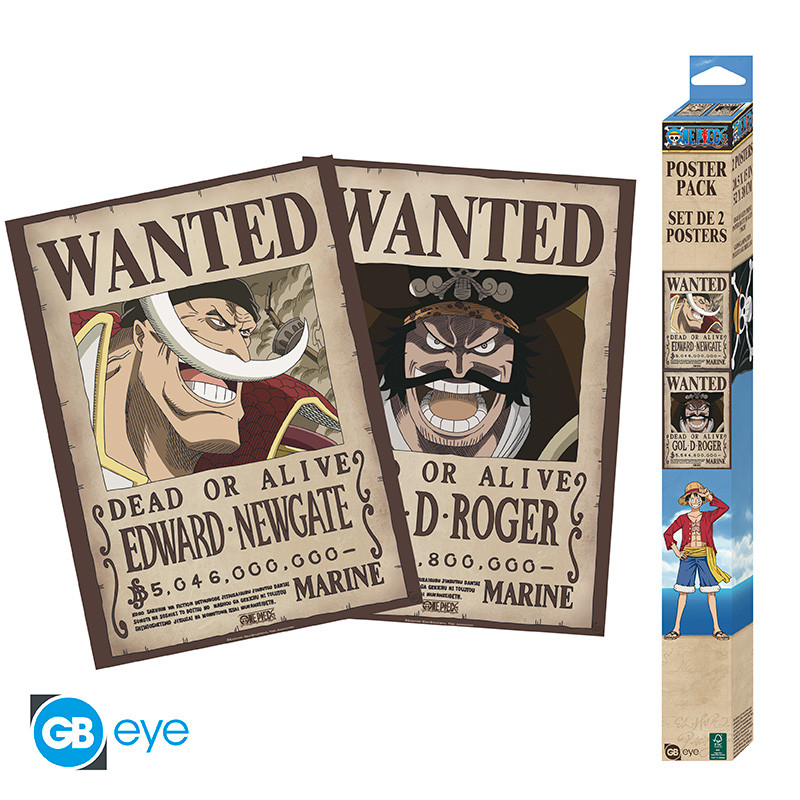 ONE PIECE Set 2 Chibi Posters Wanted Roger & Whitebeard