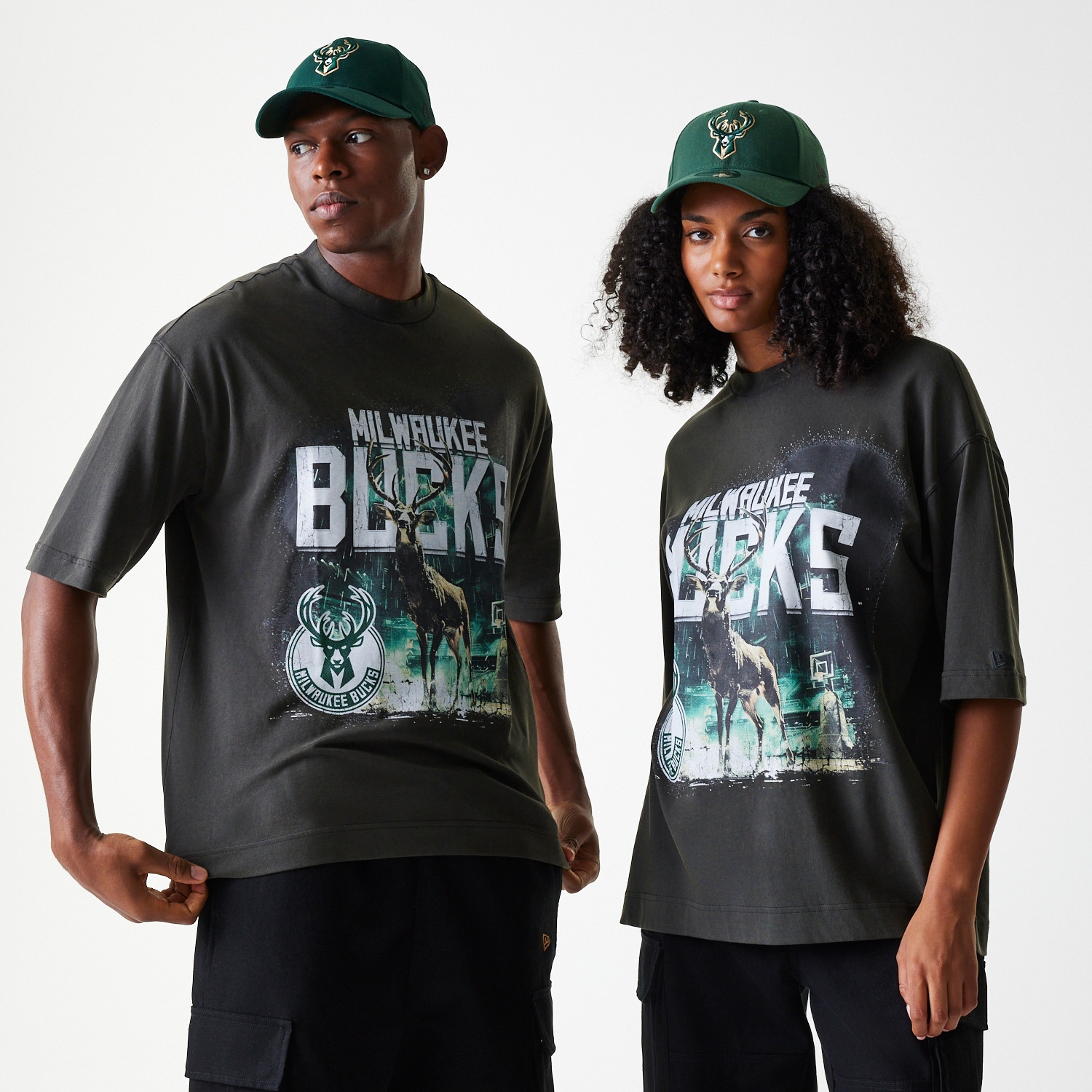 Milwaukee Bucks New Era Washed NBA T-Shirt Dark Gray