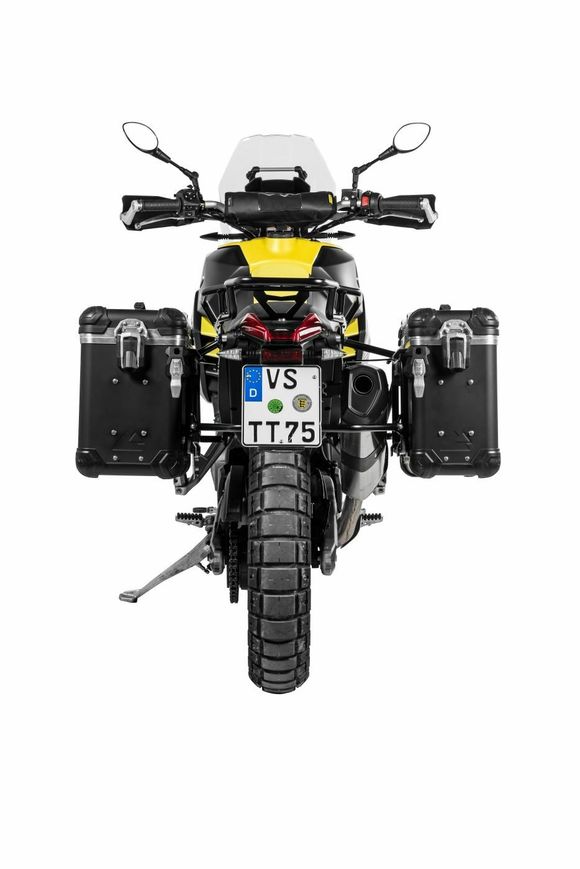Touratech suitcase Complete kit ZEGA Evo 31/38 - Black support included - Gray anodizedAPRILIA 660 TUAREG 660 - 2021 - 2026Ref: Trt01159A / 01-415-6881-0