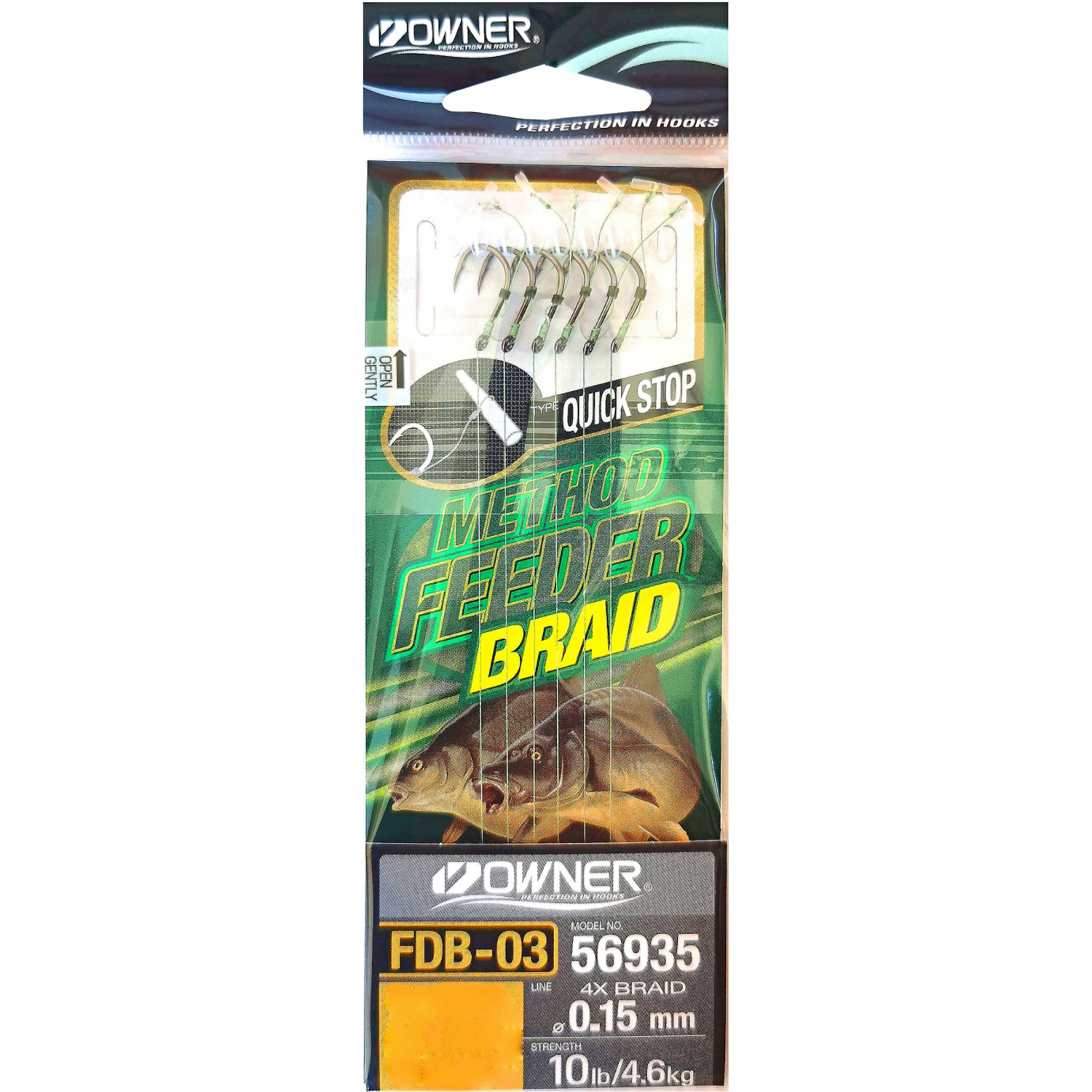 Owner Owner Method Feeder Hook with 4-plait braided Line (Quick-Stop)